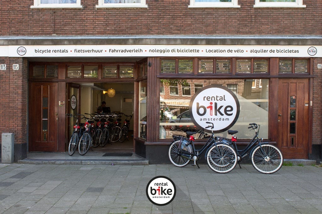 De winkel van Rentalbike op de Westerstraat 115 in Amsterdam
